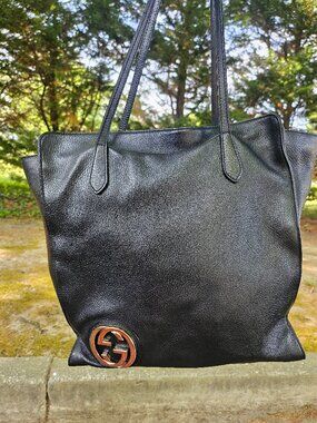 Gucci Blondie Black Zippered Tote Bag
